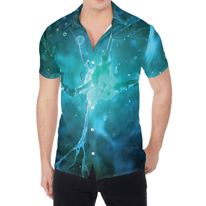 Blue Neurons In The Brain Print Men's Shirt