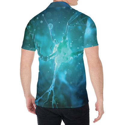 Blue Neurons In The Brain Print Men's Shirt