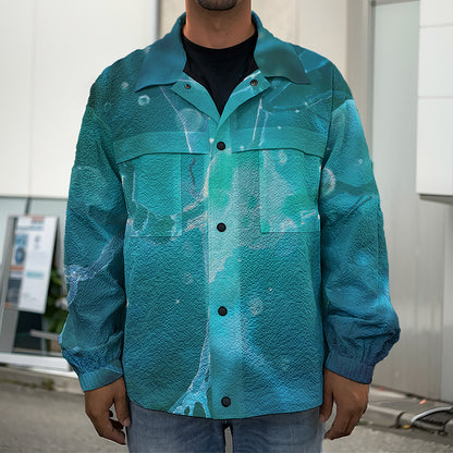 Blue Neurons In The Brain Print Men's Shirt Jacket