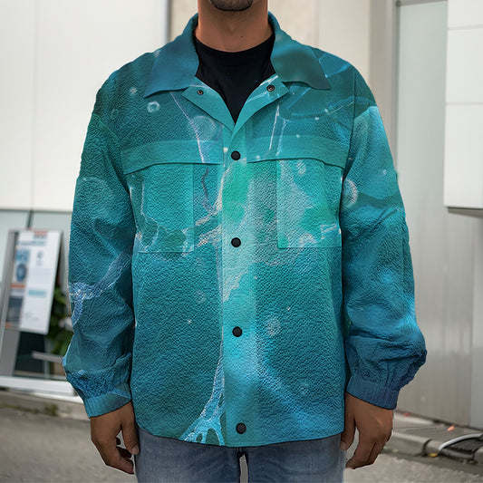 Blue Neurons In The Brain Print Men's Shirt Jacket