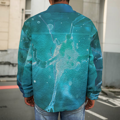 Blue Neurons In The Brain Print Men's Shirt Jacket