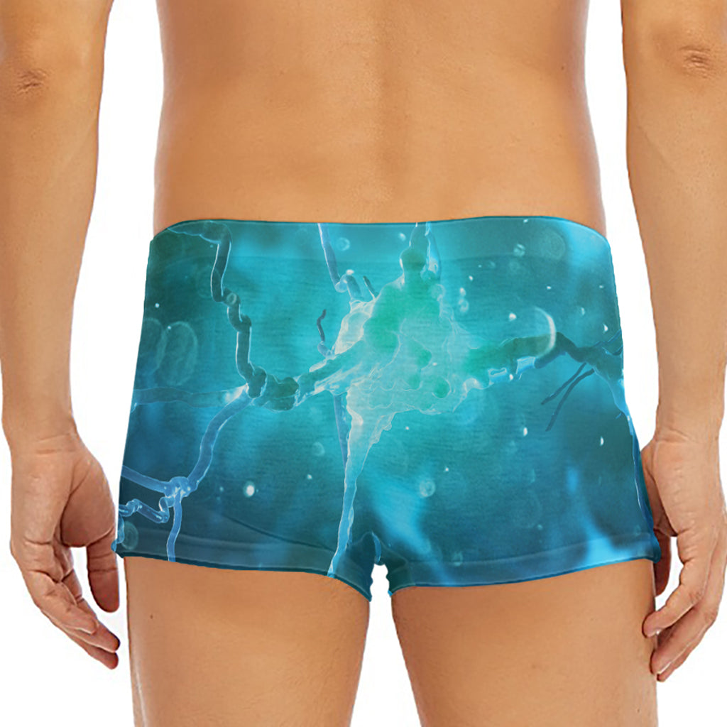 Blue Neurons In The Brain Print Men's Short Boxer Briefs