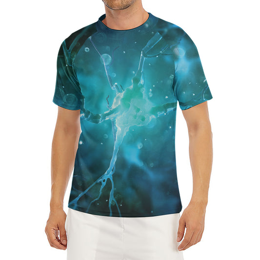 Blue Neurons In The Brain Print Men's Short Sleeve Rash Guard