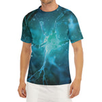 Blue Neurons In The Brain Print Men's Short Sleeve Rash Guard