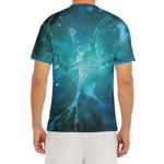 Blue Neurons In The Brain Print Men's Short Sleeve Rash Guard
