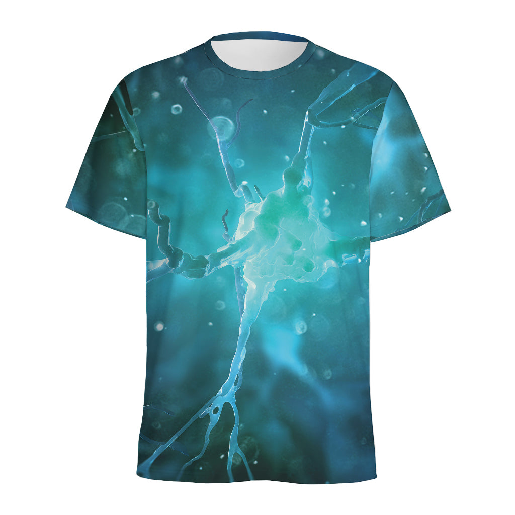 Blue Neurons In The Brain Print Men's Sports T-Shirt