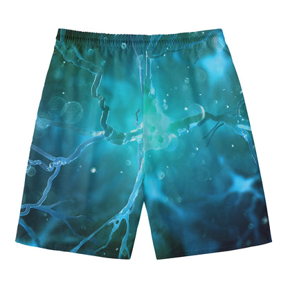Blue Neurons In The Brain Print Men's Swim Trunks
