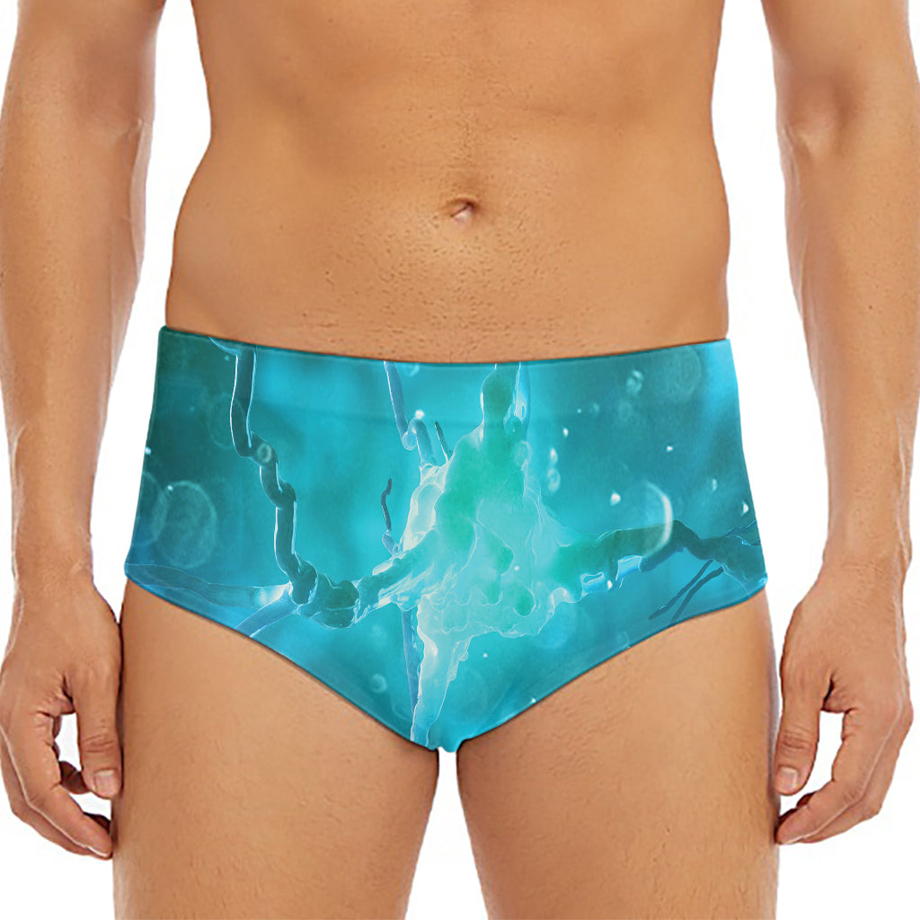 Blue Neurons In The Brain Print Men's Triangle Swim Briefs