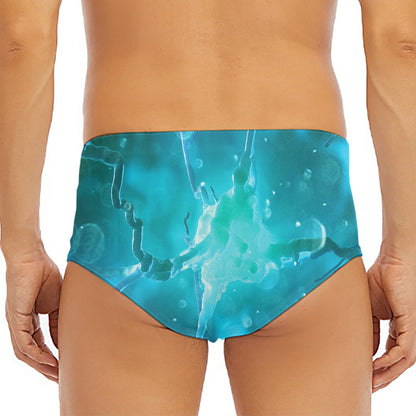 Blue Neurons In The Brain Print Men's Triangle Swim Briefs