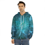 Blue Neurons In The Brain Print Men's Velvet Pullover Hoodie