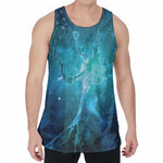 Blue Neurons In The Brain Print Men's Velvet Tank Top