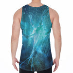 Blue Neurons In The Brain Print Men's Velvet Tank Top