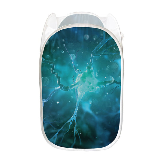 Blue Neurons In The Brain Print Mesh Laundry Hamper