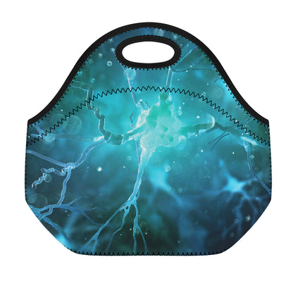 Blue Neurons In The Brain Print Neoprene Lunch Bag