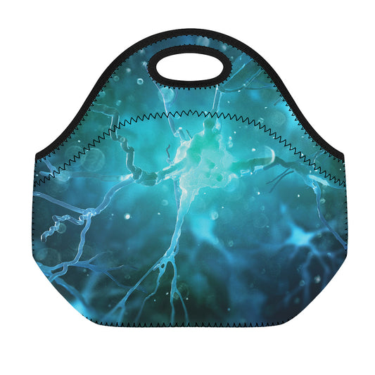 Blue Neurons In The Brain Print Neoprene Lunch Bag