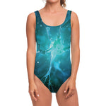 Blue Neurons In The Brain Print One Piece Swimsuit