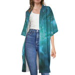 Blue Neurons In The Brain Print Open Front Beach Cover Up