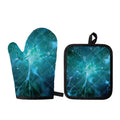 Blue Neurons In The Brain Print Oven Mitt And Pot Holder Set