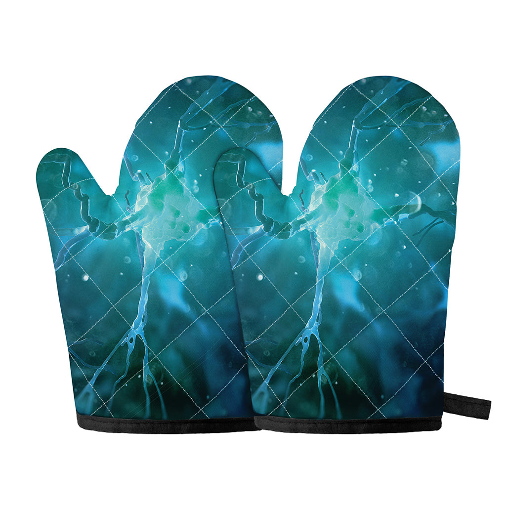 Blue Neurons In The Brain Print Oven Mitts