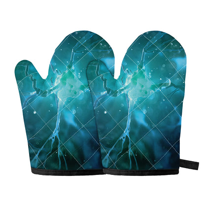 Blue Neurons In The Brain Print Oven Mitts