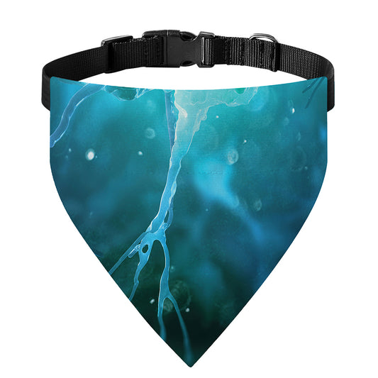 Blue Neurons In The Brain Print Over The Collar Dog Bandana