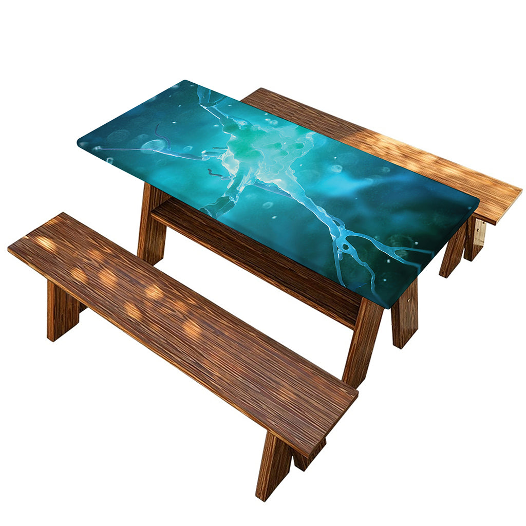 Blue Neurons In The Brain Print Picnic Table Cover