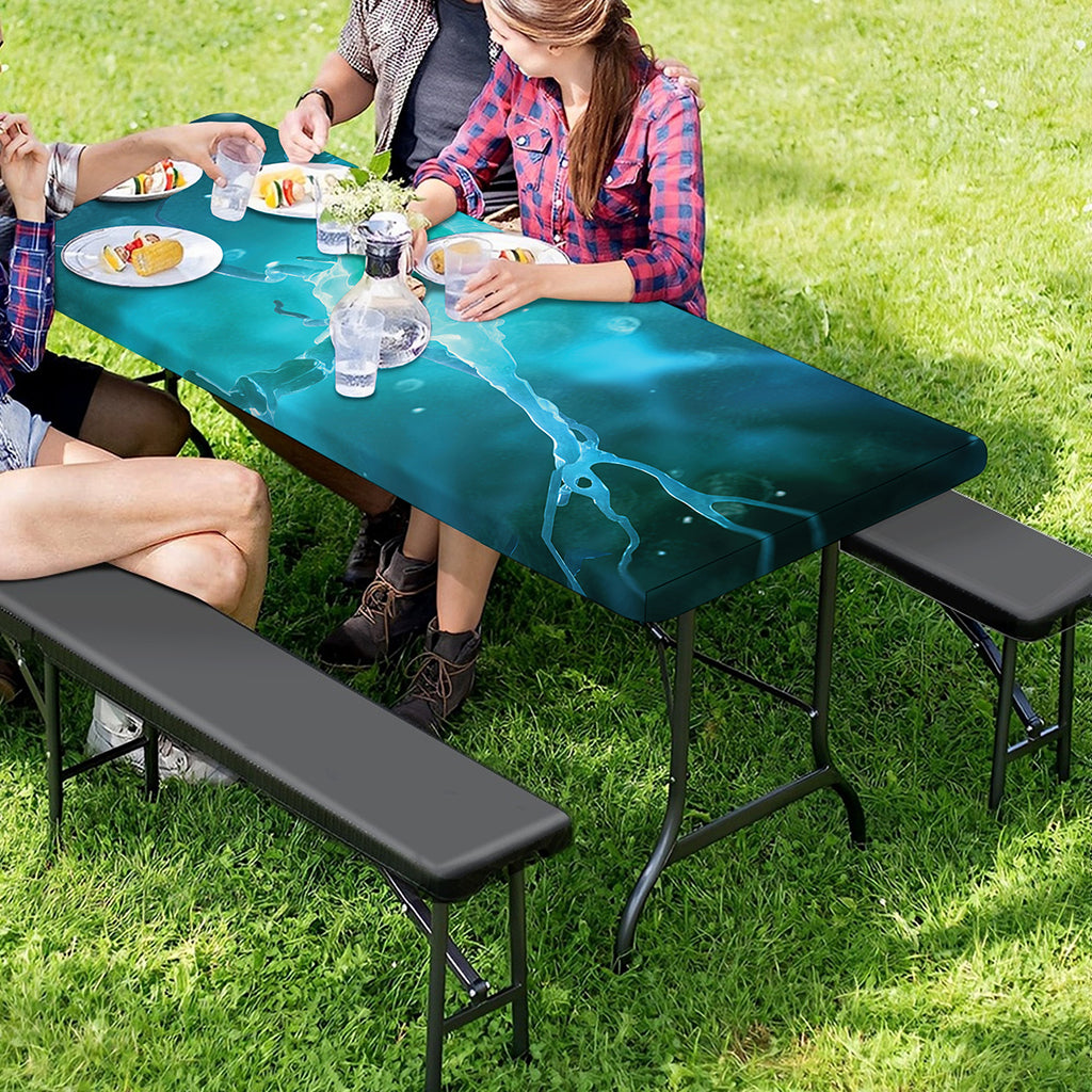 Blue Neurons In The Brain Print Picnic Table Cover