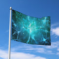 Blue Neurons In The Brain Print Polyester Flag