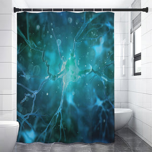 Blue Neurons In The Brain Print Premium Shower Curtain