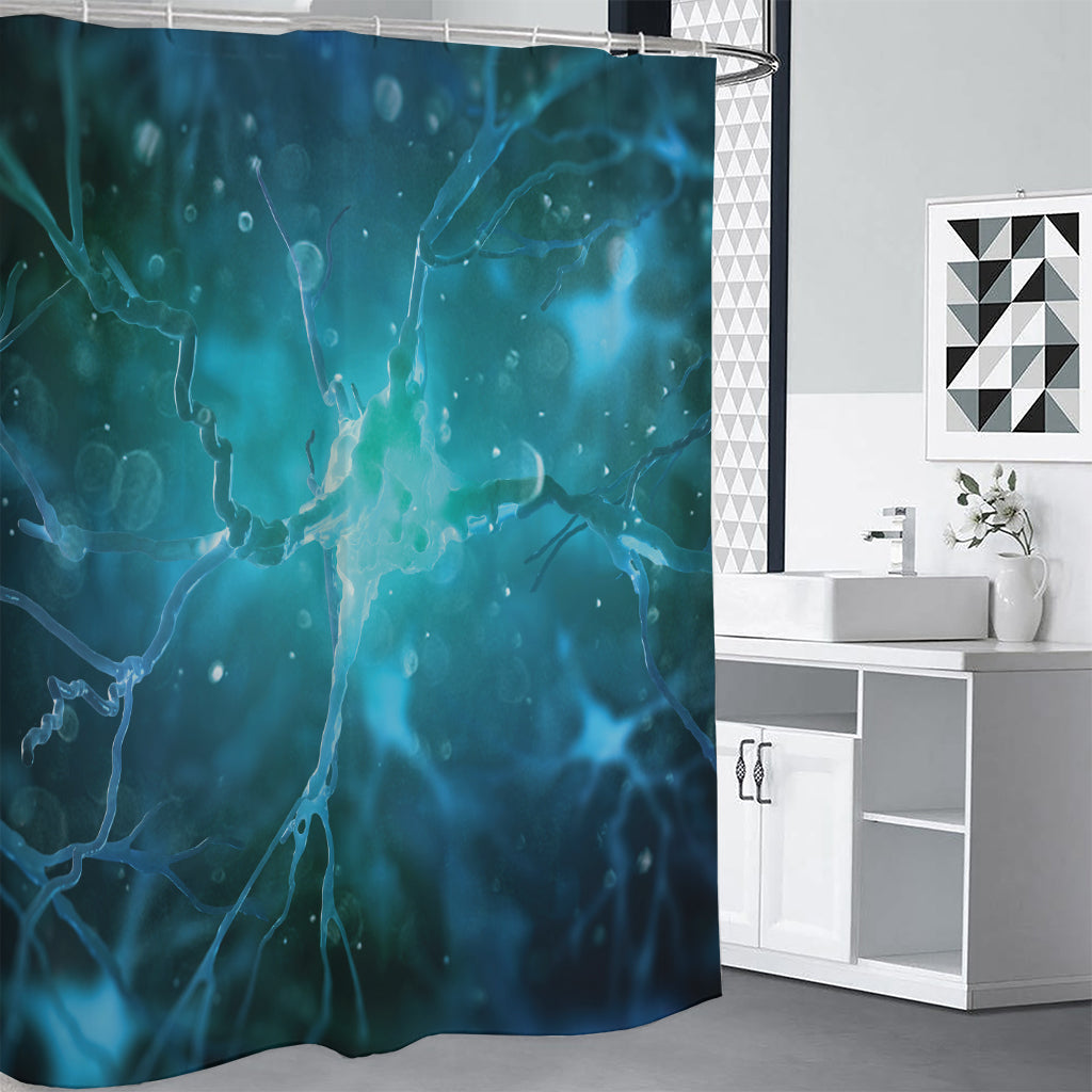 Blue Neurons In The Brain Print Premium Shower Curtain