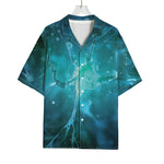 Blue Neurons In The Brain Print Rayon Hawaiian Shirt