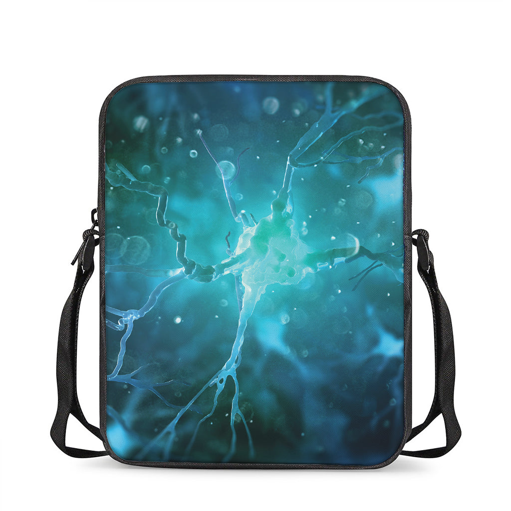 Blue Neurons In The Brain Print Rectangular Crossbody Bag
