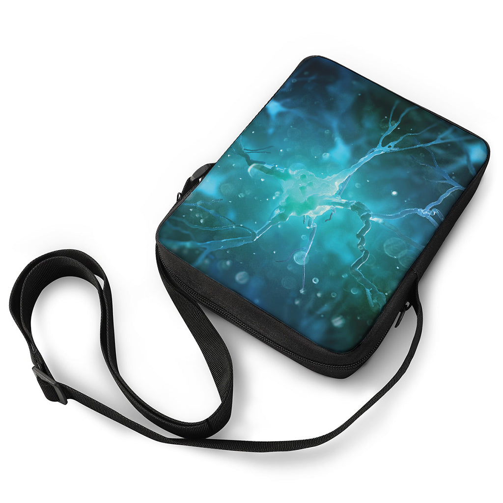 Blue Neurons In The Brain Print Rectangular Crossbody Bag