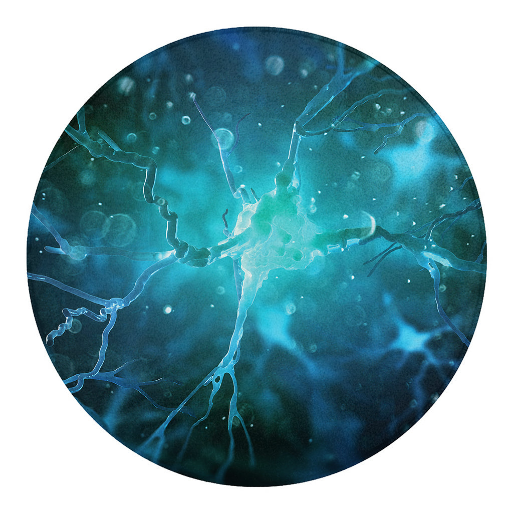 Blue Neurons In The Brain Print Round Blanket