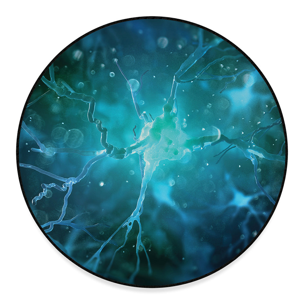Blue Neurons In The Brain Print Round Floor Mat