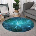 Blue Neurons In The Brain Print Round Rug
