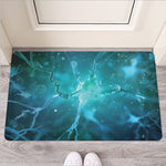 Blue Neurons In The Brain Print Rubber Doormat