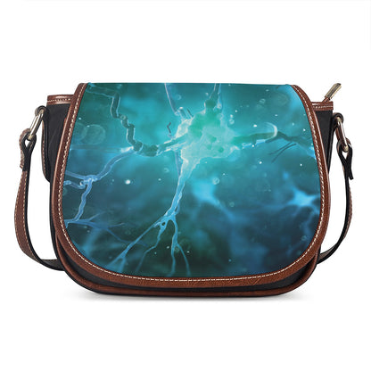 Blue Neurons In The Brain Print Saddle Bag