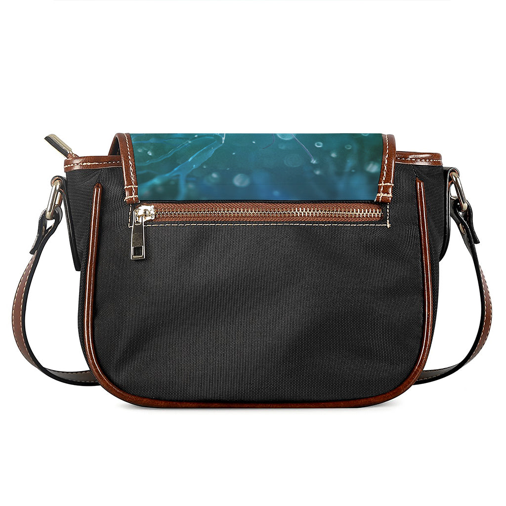 Blue Neurons In The Brain Print Saddle Bag