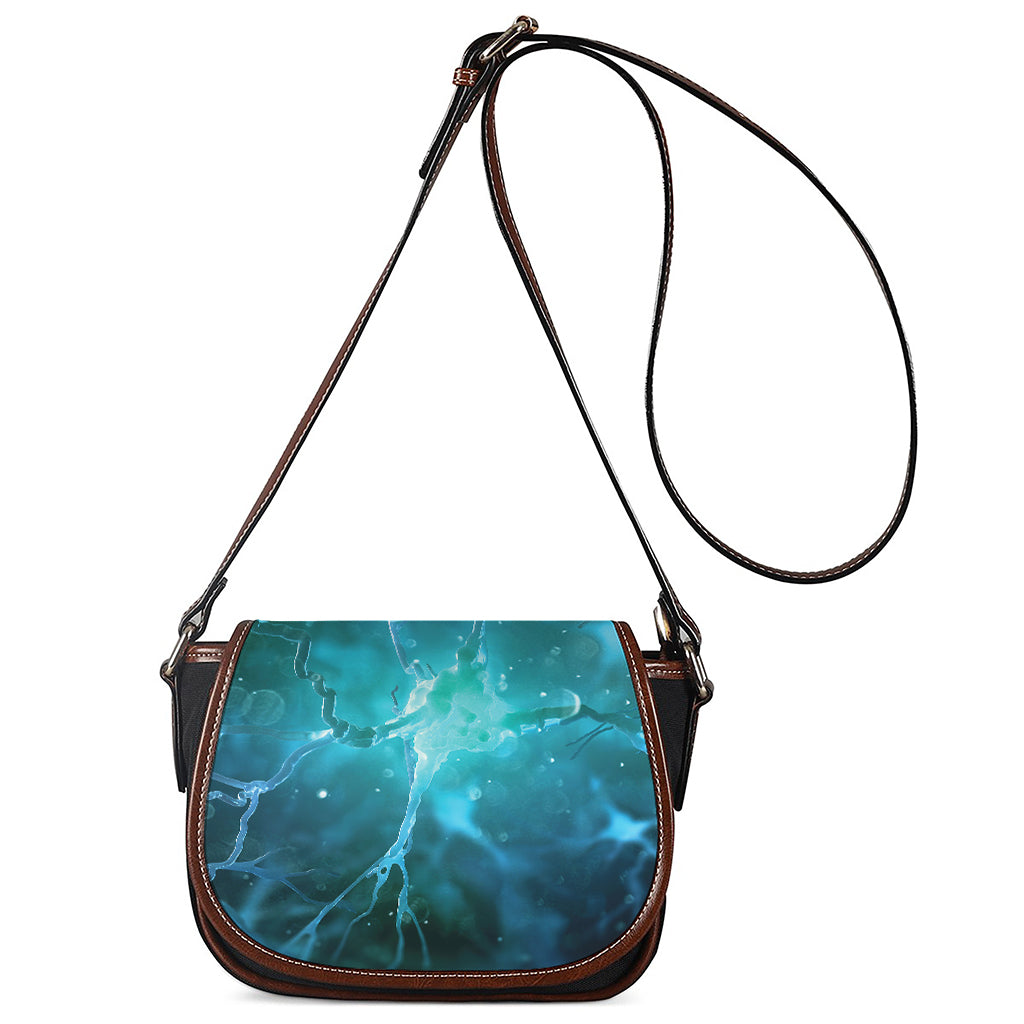 Blue Neurons In The Brain Print Saddle Bag