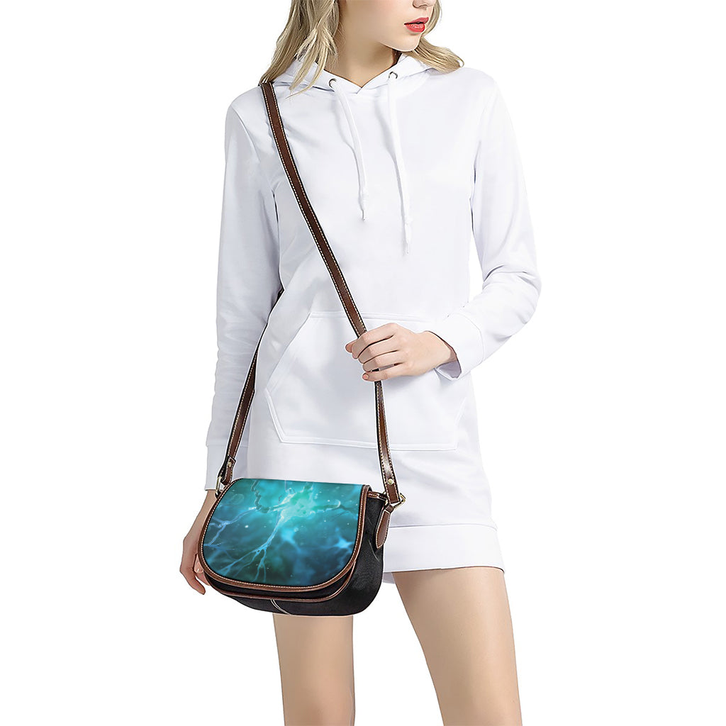 Blue Neurons In The Brain Print Saddle Bag
