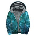 Blue Neurons In The Brain Print Sherpa Lined Zip Up Hoodie