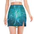 Blue Neurons In The Brain Print Side Slit Mini Skirt