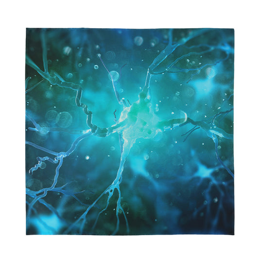 Blue Neurons In The Brain Print Silk Bandana