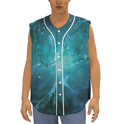 Blue Neurons In The Brain Print Sleeveless Baseball Jersey
