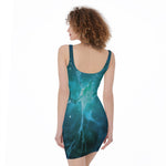 Blue Neurons In The Brain Print Sleeveless Bodycon Dress