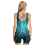 Blue Neurons In The Brain Print Sleeveless One Piece Swimsuit