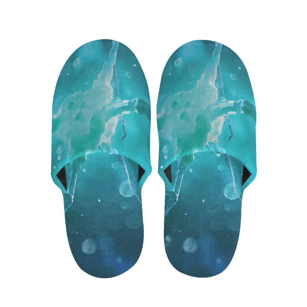 Blue Neurons In The Brain Print Slippers
