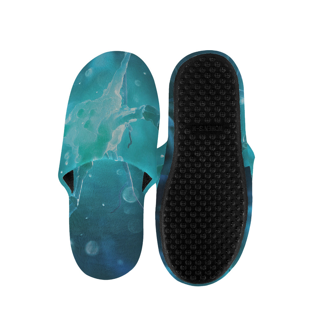 Blue Neurons In The Brain Print Slippers