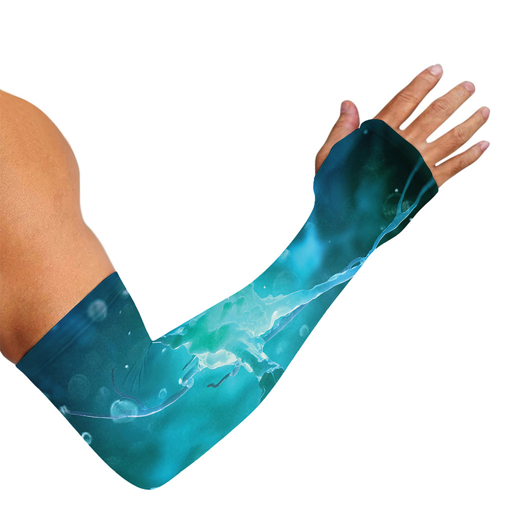 Blue Neurons In The Brain Print Sun Protection Arm Sleeves